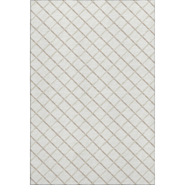 HomeRoots 5' X 8' Ivory and Taupe Geometric Area Rug - Washable, UV Protected, Stain Resistant for Modern Spaces 645279
