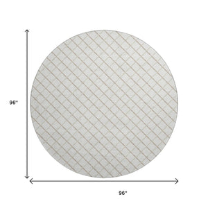 HomeRoots 8' Ivory And Taupe Geometric Round Rug - Washable, UV Protected, Stylish & Durable for Busy Homes 645280