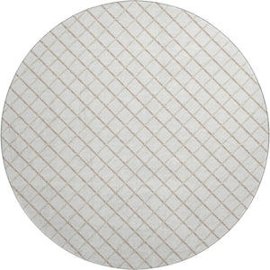 HomeRoots 8' Ivory And Taupe Geometric Round Rug - Washable, UV Protected, Stylish & Durable for Busy Homes 645280