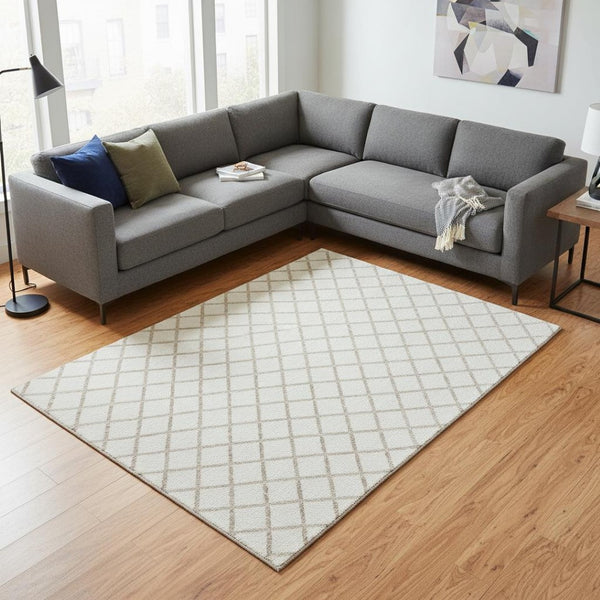 HomeRoots 8' X 10' Ivory and Taupe Geometric Washable Area Rug - Durable, UV-Protected, Perfect for Busy Homes! 645281