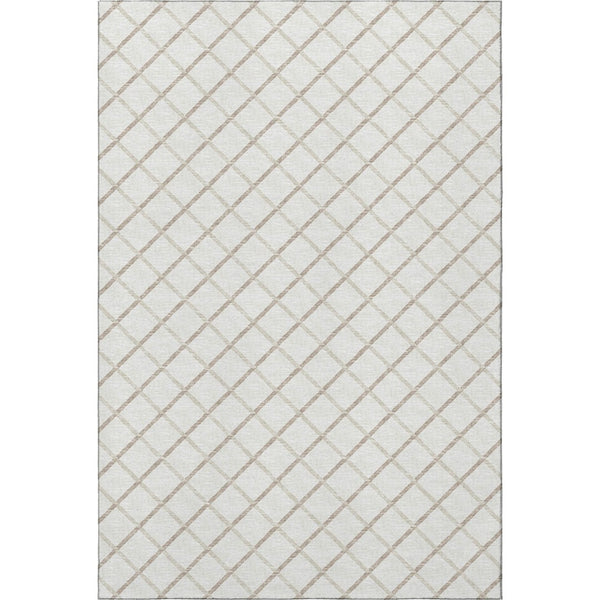 HomeRoots 8' X 10' Ivory and Taupe Geometric Washable Area Rug - Durable, UV-Protected, Perfect for Busy Homes! 645281