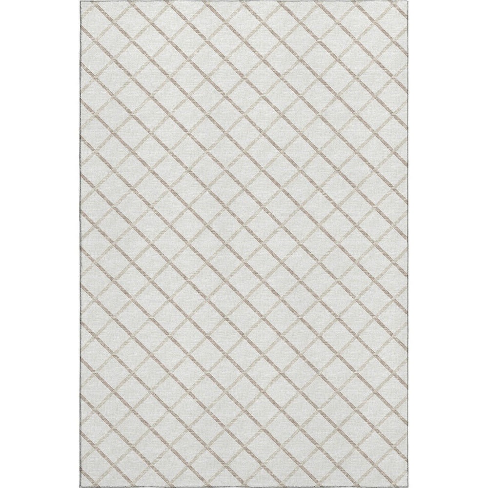HomeRoots 10' X 14' Ivory and Taupe Geometric Area Rug – Stylish, Washable, UV-Protected for High-Traffic Spaces 645283