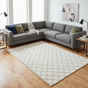HomeRoots 10' X 14' Ivory and Taupe Geometric Area Rug – Stylish, Washable, UV-Protected for High-Traffic Spaces 645283
