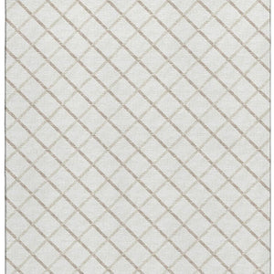 HomeRoots 10' X 14' Ivory and Taupe Geometric Area Rug – Stylish, Washable, UV-Protected for High-Traffic Spaces 645283