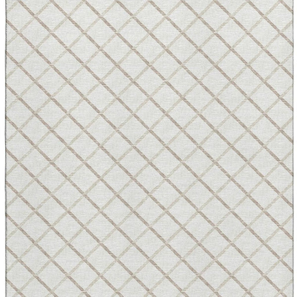 HomeRoots 10' X 14' Ivory and Taupe Geometric Area Rug – Stylish, Washable, UV-Protected for High-Traffic Spaces 645283
