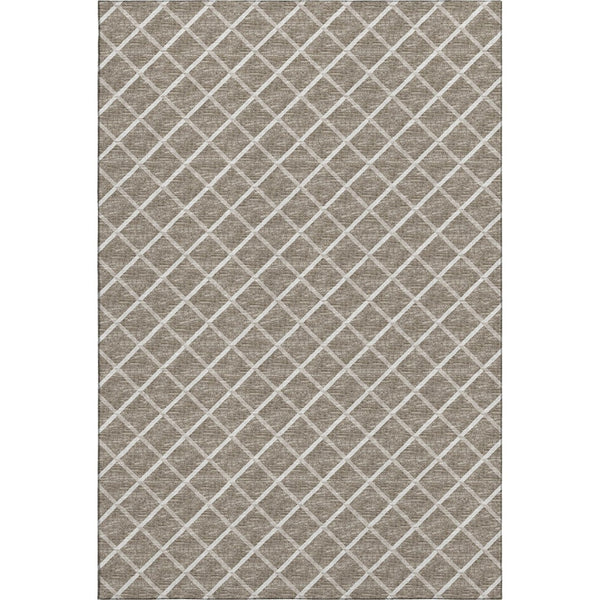 HomeRoots 8' X 10' Stylish Taupe and Ivory Geometric Area Rug - Washable, UV-Protected, Durable Design! 645287