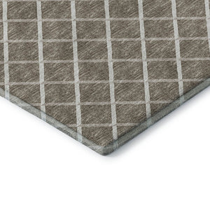 HomeRoots 8' X 10' Stylish Taupe and Ivory Geometric Area Rug - Washable, UV-Protected, Durable Design! 645287