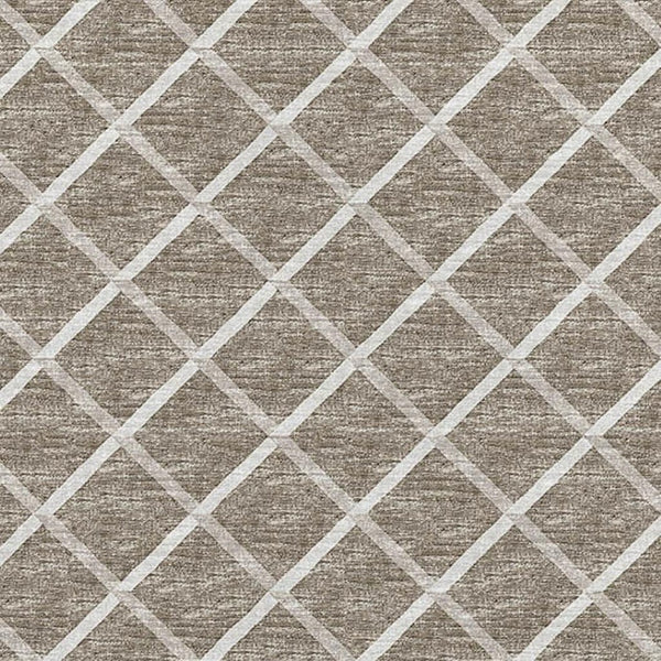 HomeRoots 8' X 10' Stylish Taupe and Ivory Geometric Area Rug - Washable, UV-Protected, Durable Design! 645287