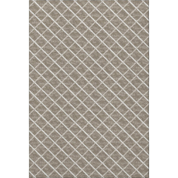 HomeRoots 8' X 10' Stylish Taupe and Ivory Geometric Area Rug - Washable, UV-Protected, Durable Design! 645287