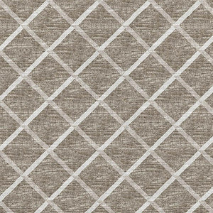 HomeRoots 9' X 12' Stylish Taupe and Ivory Geometric Area Rug - Washable, UV Protected, Perfect for Pets! 645288