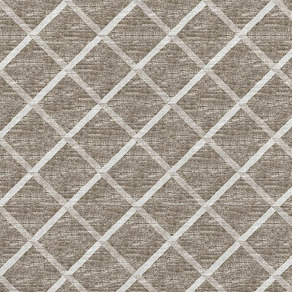 HomeRoots 9' X 12' Stylish Taupe and Ivory Geometric Area Rug - Washable, UV Protected, Perfect for Pets! 645288