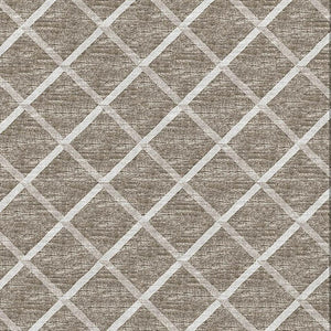 HomeRoots 10' X 14' Taupe & Ivory Geometric Area Rug - Washable, UV-Protected, Perfect for Busy Homes! 645289
