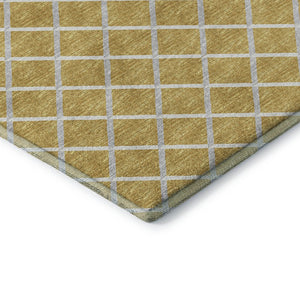 HomeRoots 5' X 8' Gold and Ivory Geometric Area Rug - Stylish, Washable, UV-Protected for Modern Homes 645291