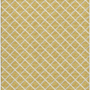 HomeRoots 5' X 8' Gold and Ivory Geometric Area Rug - Stylish, Washable, UV-Protected for Modern Homes 645291