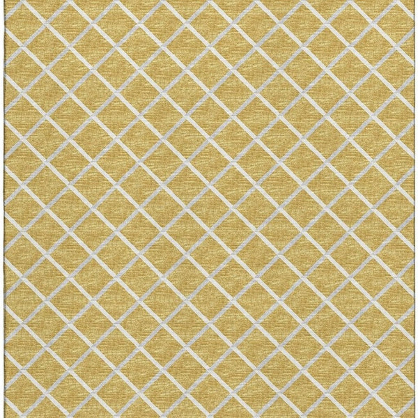HomeRoots 5' X 8' Gold and Ivory Geometric Area Rug - Stylish, Washable, UV-Protected for Modern Homes 645291