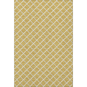 HomeRoots 5' X 8' Gold and Ivory Geometric Area Rug - Stylish, Washable, UV-Protected for Modern Homes 645291