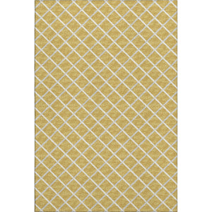 HomeRoots 9' X 12' Gold and Ivory Geometric Washable Area Rug – Stain Resistant, UV Protected, Modern Elegance! 645294
