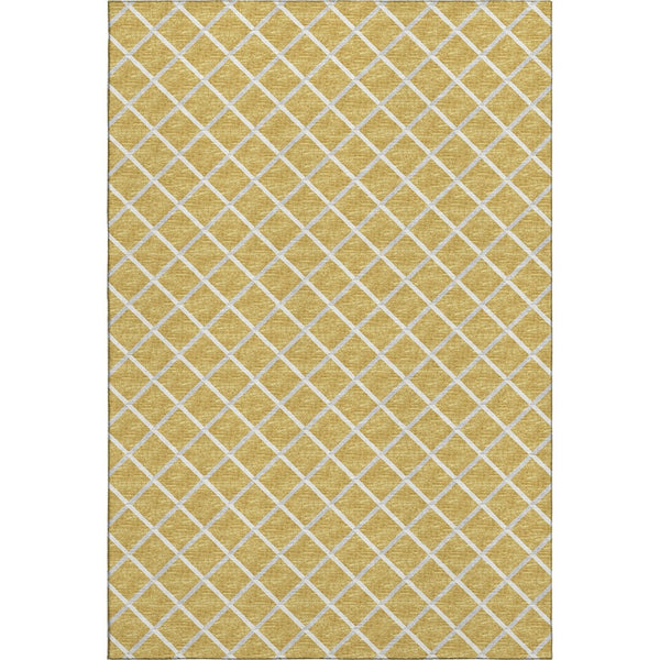 HomeRoots 10' X 14' Gold And Ivory Geometric Area Rug - Durable, Washable, UV-Protected for Modern Living Spaces 645295