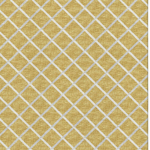 HomeRoots 10' X 14' Gold And Ivory Geometric Area Rug - Durable, Washable, UV-Protected for Modern Living Spaces 645295