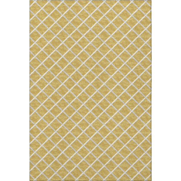 HomeRoots 10' X 14' Gold And Ivory Geometric Area Rug - Durable, Washable, UV-Protected for Modern Living Spaces 645295