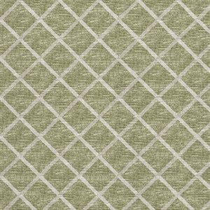 HomeRoots 5' X 8' Artichoke Green & Ivory Geometric Washable Area Rug - Durable, UV Protected, Stylish Design 645297