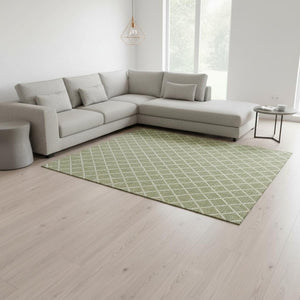 HomeRoots 8' X 10' Artichoke Green Geometric Area Rug - Washable, UV Protected, Durable, and Stylish Décor Piece 645299