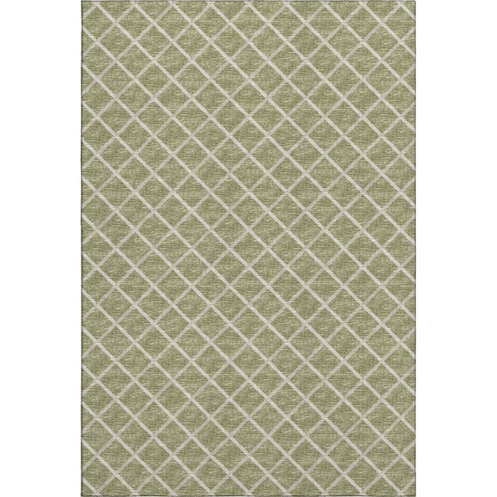 HomeRoots 9' Artichoke Green & Ivory Geometric Area Rug - Washable, UV-Protected & Ideal for Busy Homes! 645300