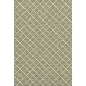 HomeRoots 9' Artichoke Green & Ivory Geometric Area Rug - Washable, UV-Protected & Ideal for Busy Homes! 645300
