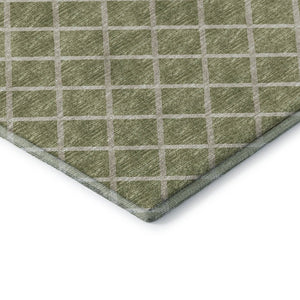 HomeRoots 9' Artichoke Green & Ivory Geometric Area Rug - Washable, UV-Protected & Ideal for Busy Homes! 645300