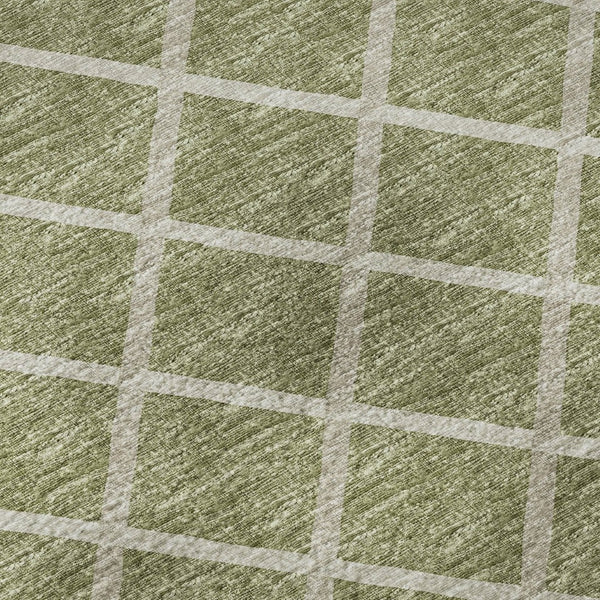 HomeRoots 10' X 14' Artichoke Green Geometric Area Rug - Washable, Stain Resistant, UV Protected for Modern Homes 645301