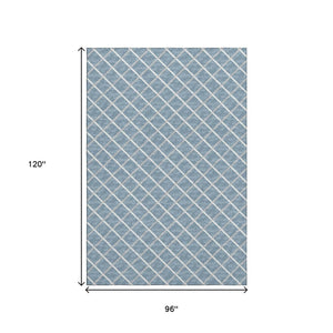 HomeRoots 8' X 10' Sky Blue Geometric Area Rug - Durable, Washable, Stain Resistant, UV Protected for Homes 645305