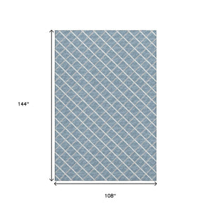 HomeRoots 9' Sky Blue & Ivory Geometric Area Rug - Washable, Stain-Resistant, UV Protected for Stylish Living Spaces 645306