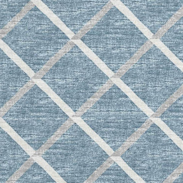 HomeRoots 9' Sky Blue & Ivory Geometric Area Rug - Washable, Stain-Resistant, UV Protected for Stylish Living Spaces 645306