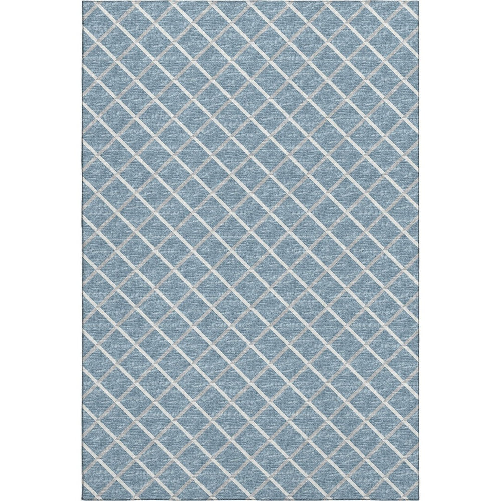 HomeRoots 10' Sky Blue & Ivory Geometric Area Rug - Washable, UV Protected, Durable Design for Modern Homes 645307