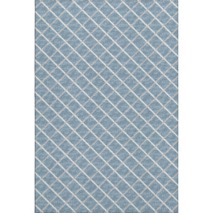 HomeRoots 10' Sky Blue & Ivory Geometric Area Rug - Washable, UV Protected, Durable Design for Modern Homes 645307