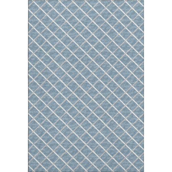 HomeRoots 10' Sky Blue & Ivory Geometric Area Rug - Washable, UV Protected, Durable Design for Modern Homes 645307
