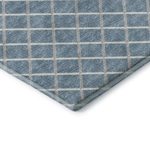 HomeRoots 10' Sky Blue & Ivory Geometric Area Rug - Washable, UV Protected, Durable Design for Modern Homes 645307