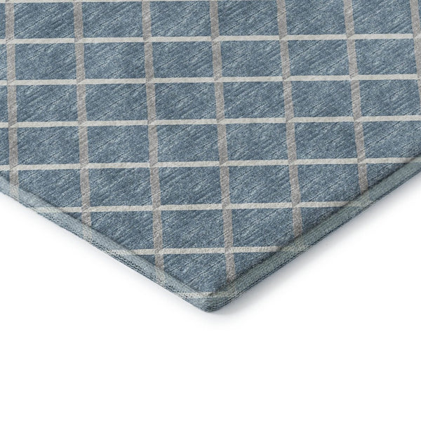 HomeRoots 10' Sky Blue & Ivory Geometric Area Rug - Washable, UV Protected, Durable Design for Modern Homes 645307