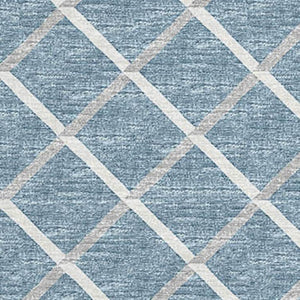 HomeRoots 10' Sky Blue & Ivory Geometric Area Rug - Washable, UV Protected, Durable Design for Modern Homes 645307
