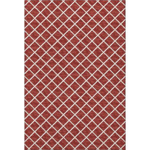 HomeRoots 10' X 14' Red And Ivory Geometric Area Rug - Durable, Washable, UV-Protected for Modern Spaces 645313