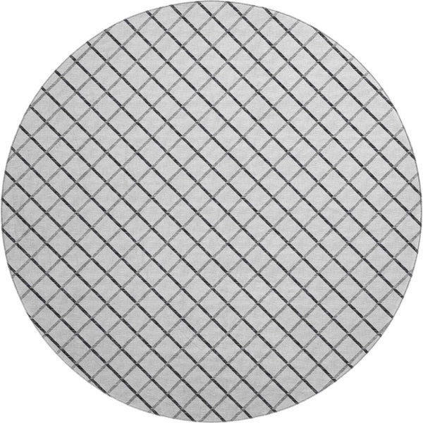 HomeRoots 8' Gray and Black Geometric Round Rug - Washable, UV Protected, Durable for Busy Homes & Stylish Spaces 645316