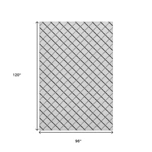 HomeRoots 8' X 10' Gray and Black Geometric Area Rug - Washable, UV Protected, Durable for High-Traffic Spaces 645317