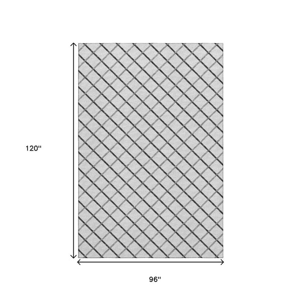 HomeRoots 8' X 10' Gray and Black Geometric Area Rug - Washable, UV Protected, Durable for High-Traffic Spaces 645317