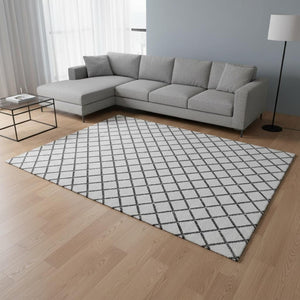 HomeRoots 8' X 10' Gray and Black Geometric Area Rug - Washable, UV Protected, Durable for High-Traffic Spaces 645317