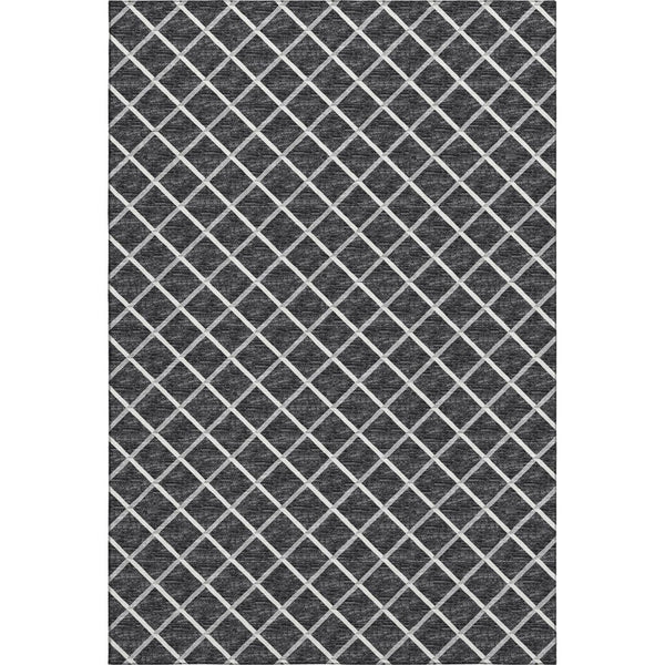 HomeRoots 5' X 8' Black And Ivory Geometric Area Rug - Washable, Stain-Resistant, UV Protected Design for Homes 645321
