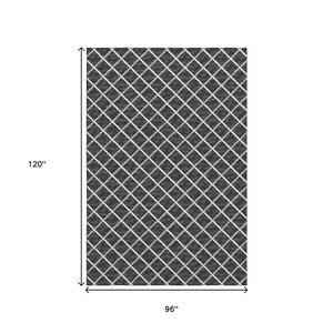 HomeRoots 8' X 10' Black And Ivory Geometric Area Rug - Stylish, Washable, UV Protected for Busy Homes & Patios 645323