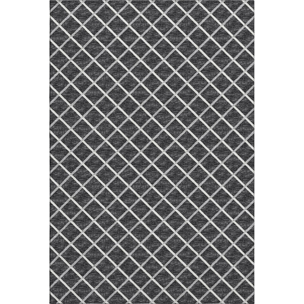 HomeRoots 8' X 10' Black And Ivory Geometric Area Rug - Stylish, Washable, UV Protected for Busy Homes & Patios 645323