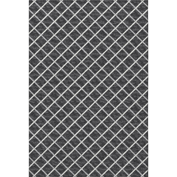 HomeRoots 8' X 10' Black And Ivory Geometric Area Rug - Stylish, Washable, UV Protected for Busy Homes & Patios 645323