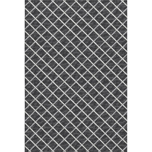 HomeRoots 9' X 12' Black And Ivory Geometric Area Rug - Machine Washable, UV Resistant, Perfect for Families! 645324