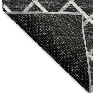 HomeRoots 10' X 14' Black And Ivory Geometric Area Rug - Durable, Washable, UV Protected for Modern Homes 645325